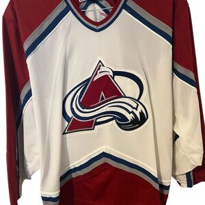CCM Red and White Hockey Jersey Avalanche Men Large made in Canada